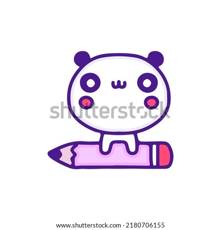 Cute panda bear with pencil illustration, with soft pop style and old style 90s cartoon drawings. Artwork for street wear, t shirt, patchworks; for teenagers clothes.