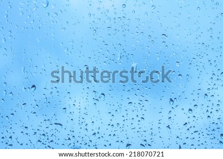 water drops on blue glass