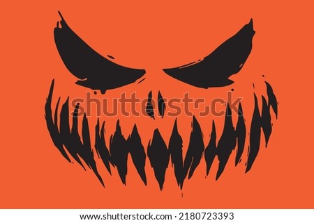Pumpkins faces silhouettes. The Orange Halloween holiday pumpkin face. Template with variety of eyes, mouths and noses for cut out jack o lantern. Vector illustration Royalty-Free Stock Photo #2180723393
