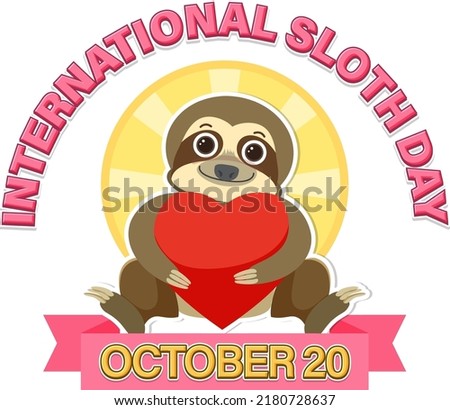 International sloth day banner concept vector illustration