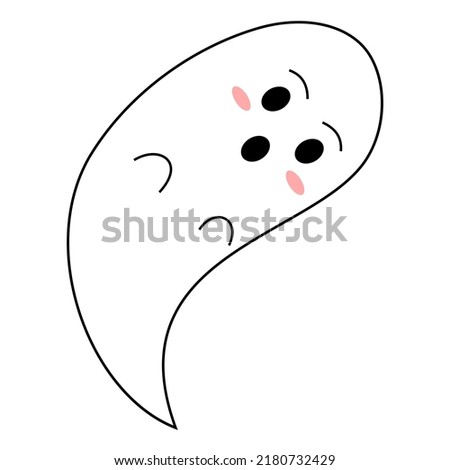 Illustration of Cute Ghost Line Art