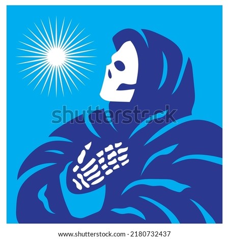 skull with sun light illustration