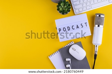 Podcast new episode concept with microphone