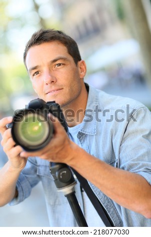 Photographer on a shooting session outside