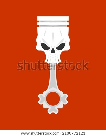 Piston skull emblem of motorcycle club. Piston skeleton Sign Biker club.