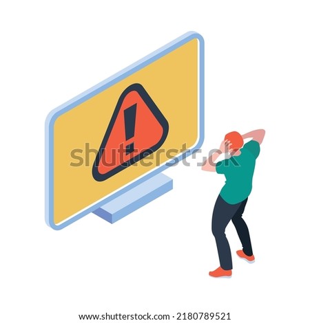 Isometric cyber security hacker composition with isolated concept image on blank background vector illustration