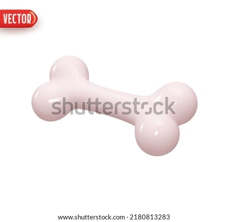 White bone. Realistic 3d design element In plastic cartoon style. Icon isolated on white background. Vector illustration