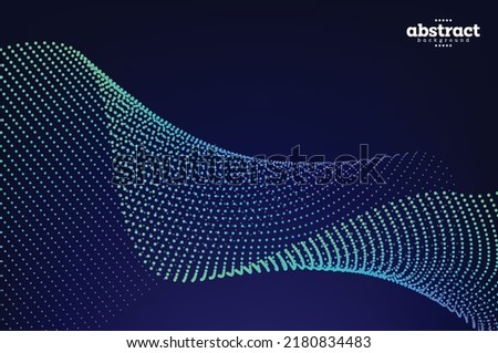 flowline particl dots with curve and twisted motion ocean wave aquatic biology genetic technology theme background for advertisement poster website banner brochure template package design vector eps.