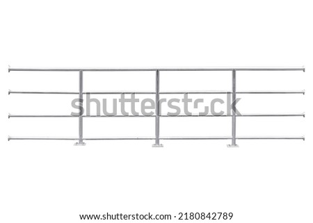 Stainless steel railing isolated on white background work with clipping path. Royalty-Free Stock Photo #2180842789