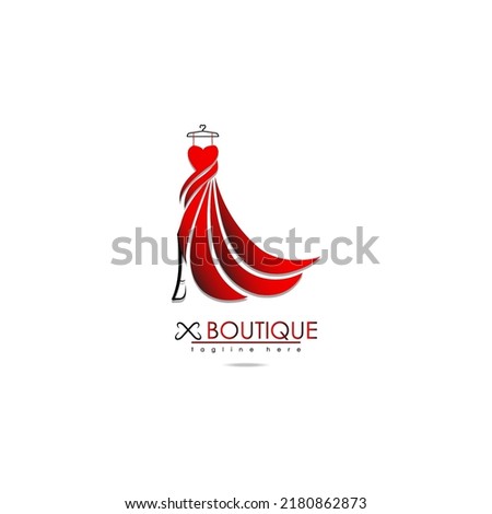 illustration of a minimalist logo design can be used for women's clothing products, symbols, signs, online shop logos, special clothing logos, boutique  Royalty-Free Stock Photo #2180862873