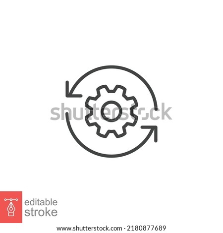 Workflow icon. Simple outline style. Operations, procedure, cog, gear, work, flow, pictogram, process, arrow, business concept. Vector illustration isolated on white background editable stroke EPS 10 Royalty-Free Stock Photo #2180877689