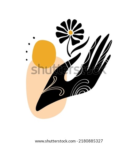 Reiki therapy hand energy magical hands vector illustration. Magic holistic medicine art concept. Sending love healing energy.