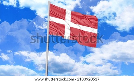Denmark Flag Flying In Sky Image
