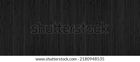 Black bamboo slat wide texture. Abstract wooden backdrop. Textured wood plank dark background Royalty-Free Stock Photo #2180948535