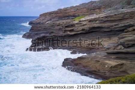 Heavy Seas Breaking on Cliffs Near Makapu, Hawaii.