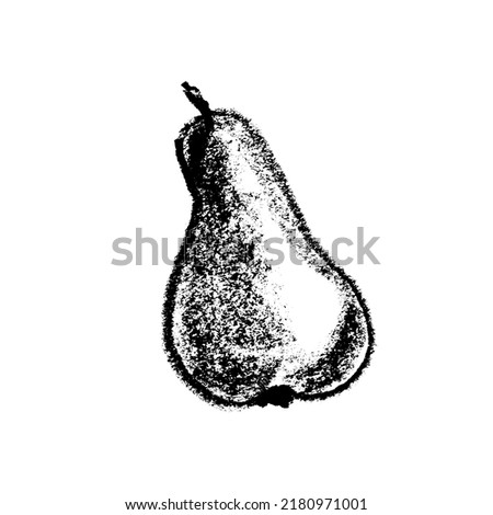 Pear drawing isolated. Back hand-drawn fruit icon. Stencil style illustration of pear symbol for organic food logo, juice label design, vegetarian sign, fruity packaging. Vector fruit-sugar insignia.