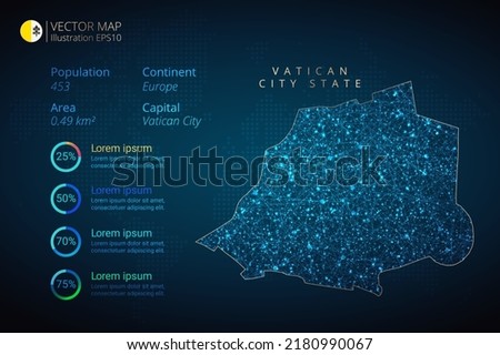 Vatican City State map infographics vector template with abstract geometric mesh polygonal light concept on blue background. Template for diagram, graph, presentation and chart.