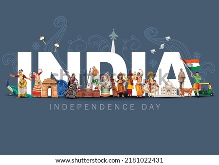 happy independence day India greetings. vector illustration design. Royalty-Free Stock Photo #2181022431