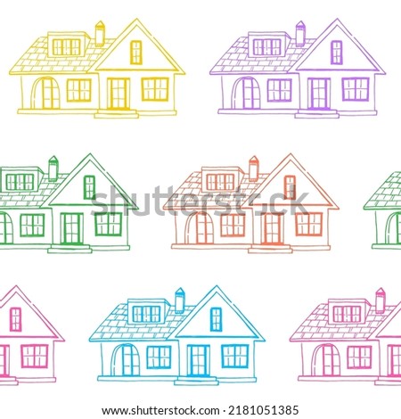 Pattern of colorful Houses illustration on white