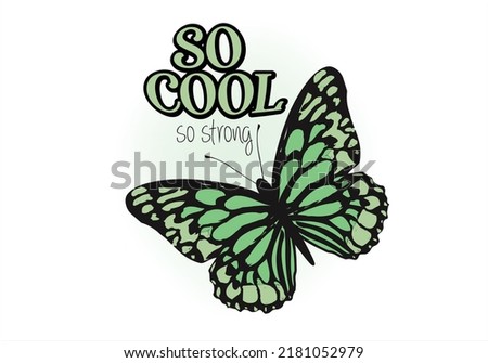 so cool green butterfly design hand drawn