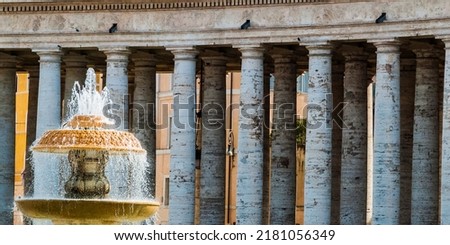 Bernini colonnade around St Peters Square. Vatican City State. Rome, Lazio, Italy, Europe. Royalty-Free Stock Photo #2181056349