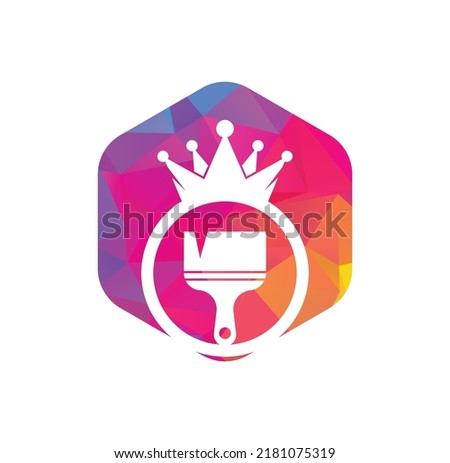 King paint vector logo design. Crown and paint brush icon.