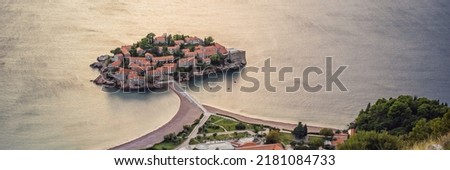 Montenegro, the island of St. Stephen on the Adriatic coast BANNER, LONG FORMAT