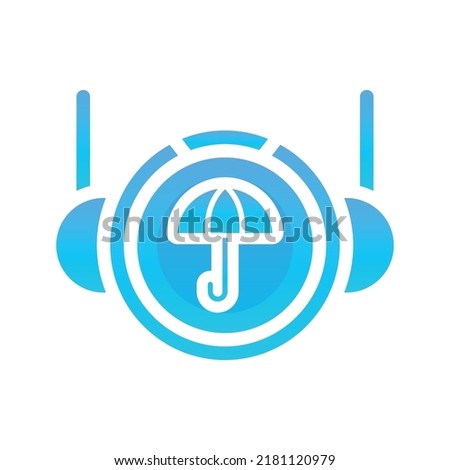 umbrella astronaut logo gradient design template icon element