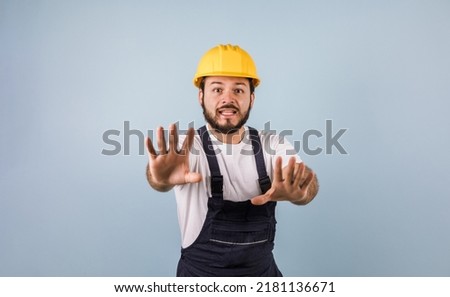 Hispanic bearded man Professional engineering and worker with helmet in Mexico Latin America