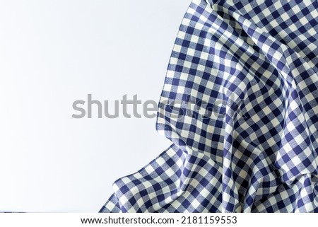 blue table cloth on white background