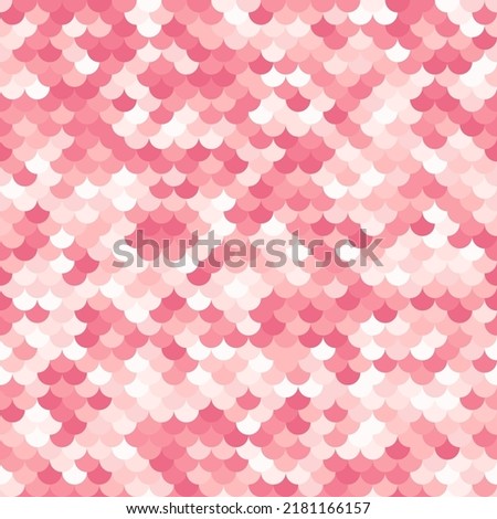 Cream pink gradient halftone colored mermaid, marine fish, Japanese anime dragon or sea bass scale texture. Vector simple monochrome seamless pattern background illustration design for textile prints