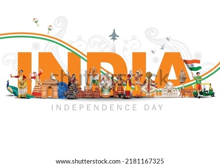 happy independence day India greetings. vector illustration design. Royalty-Free Stock Photo #2181167325