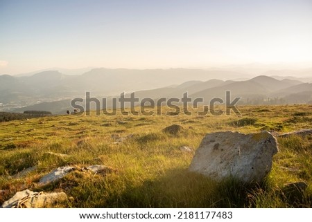 sunset in the mountains of urkiola natural park, basque country, spain. High quality photo