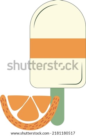 orange vector ice cream illustration isolated on white. frozen product with fruit
