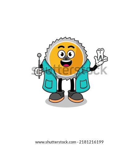 Illustration of saw blade mascot as a dentist , character design