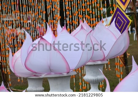 candle tree Engraved type Stick type and antique candles In the merit-making festival, the traditional procession of the Buddhist Lent procession year 2022Ubon Ratchathani Province Between