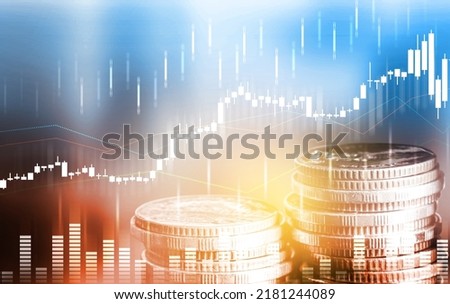 Finance and money technology background concept of business prosperity and asset management . Creative graphic show economy and financial growth by investment in valuable asset to gain wealth profit . Royalty-Free Stock Photo #2181244089