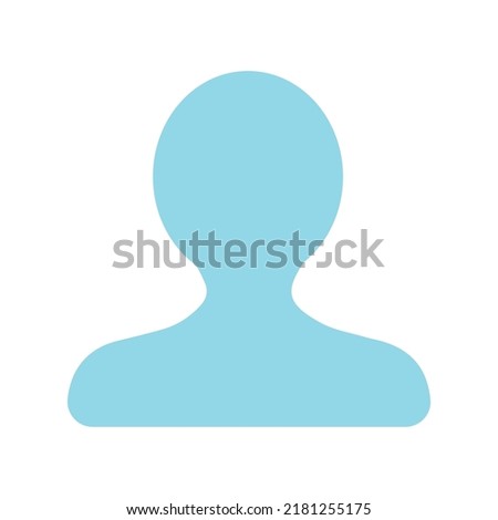 Blue avatar sign semi flat color vector icon. Customer profile. Anonymous guest. Full sized item on white. Network simple cartoon style illustration for web graphic design and animation