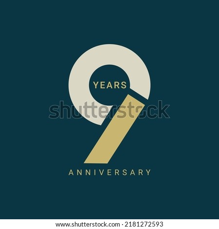 9 Year Anniversary Logo, Vector Template Design element for birthday, invitation, wedding, jubilee and greeting card illustration. Royalty-Free Stock Photo #2181272593