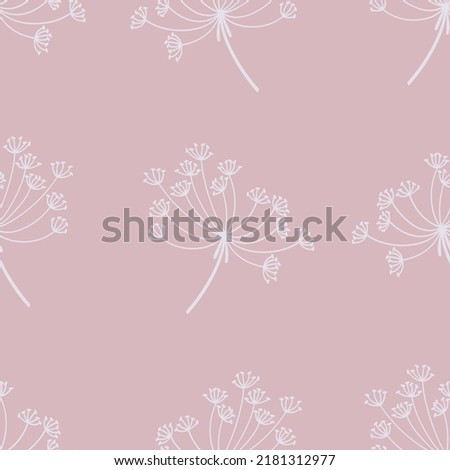 Seamless pattern with light pink herbs on pink. Vector illustration. Fabric print.