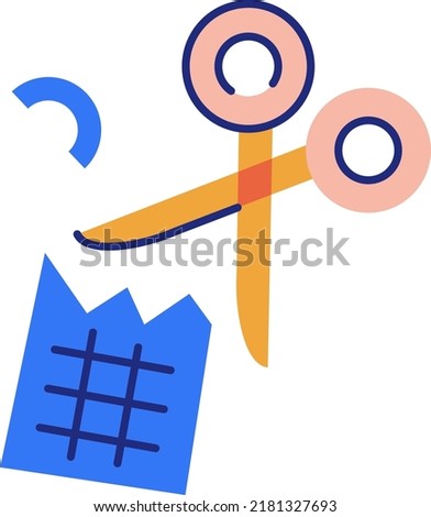 Scissors and paper flat design element