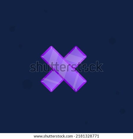 Game icon symbol cross purple gem cartoon cute colorful vector design