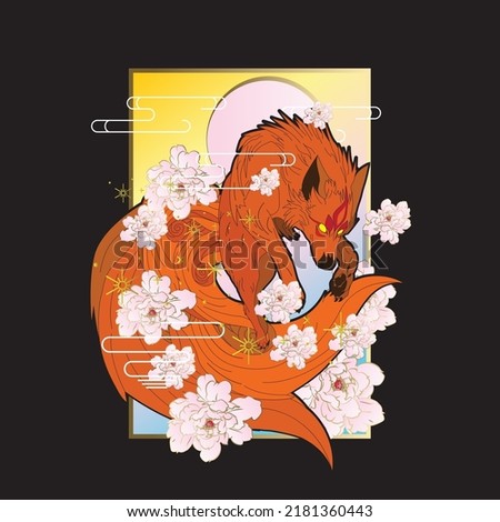 fox illustration with japanese style for kaijune event
