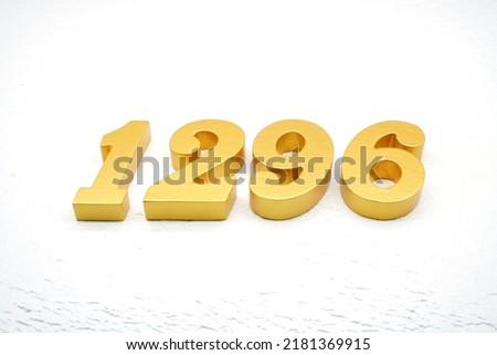  Number 1296 is made of gold painted teak, 1 cm thick, laid on a white painted aerated brick floor, visualized in 3D.                                       