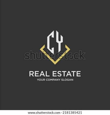 CY initial monogram logo for real estate with polygon style