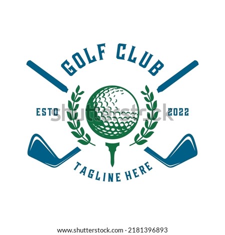 classic golf logo design. ball and stick in a circular shape. for golf clubs. Royalty-Free Stock Photo #2181396893