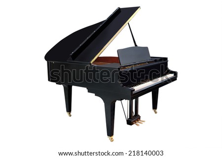image of a grand piano under the white background