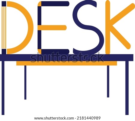 Letter of Desk in Blue and Yellow Color