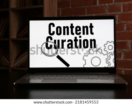 Content curation is shown using a text