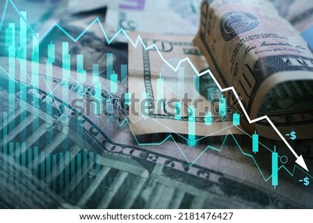 Investments Decreasing In Value From Market Sell Offs From Economic Uncertainty Due to Rocky Foreign Relations  Royalty-Free Stock Photo #2181476427